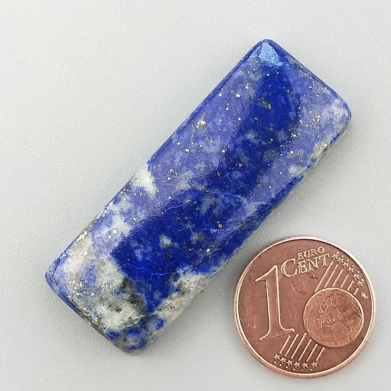 Lapis Lazuli Naturale Forma Rettangolare Piatto Cabochon Liscio Fatto a Mano 38X15X6mm 8,55gm 1pz