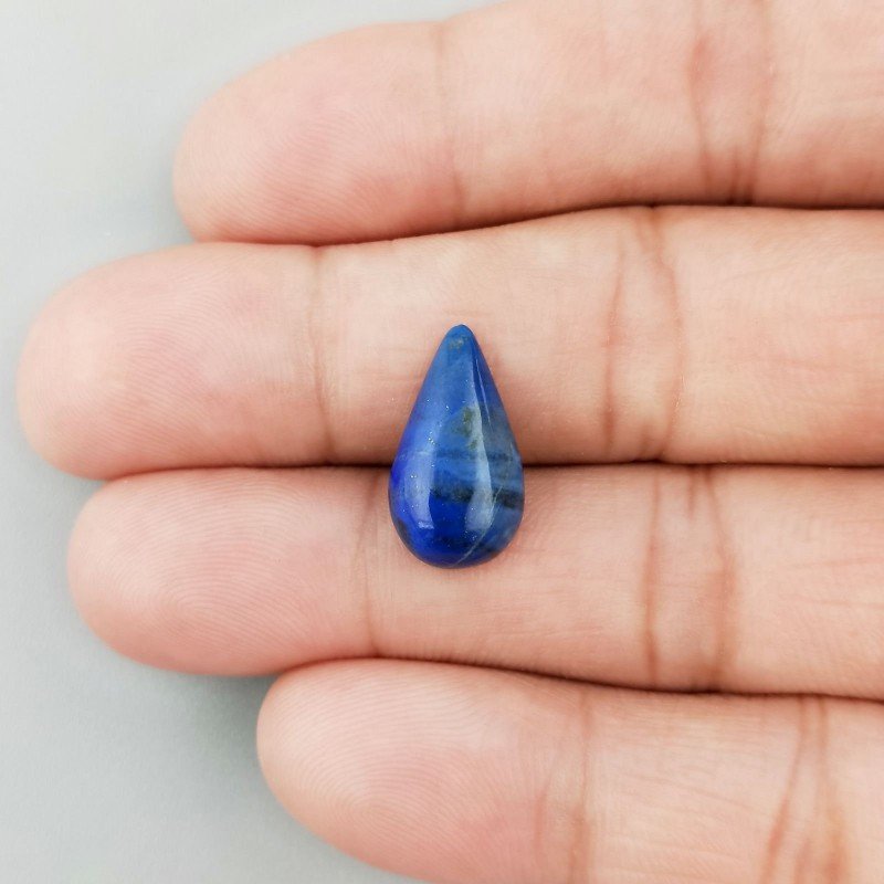 Lapis Lazuli Naturale Forma Goccia Piatto Cabochon Liscio Fatto a Mano 17X9X4mm 1GM