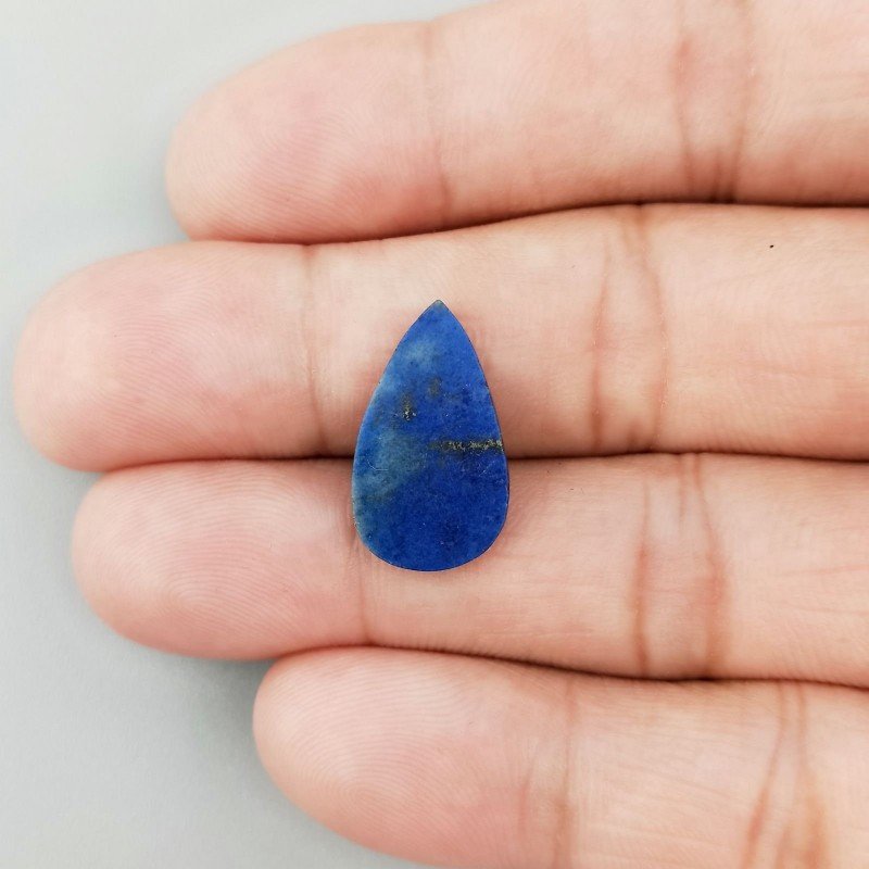 Lapis Lazuli Naturale Forma Goccia Piatto Cabochon Liscio Fatto a Mano 19X11X2mm 0,90GM