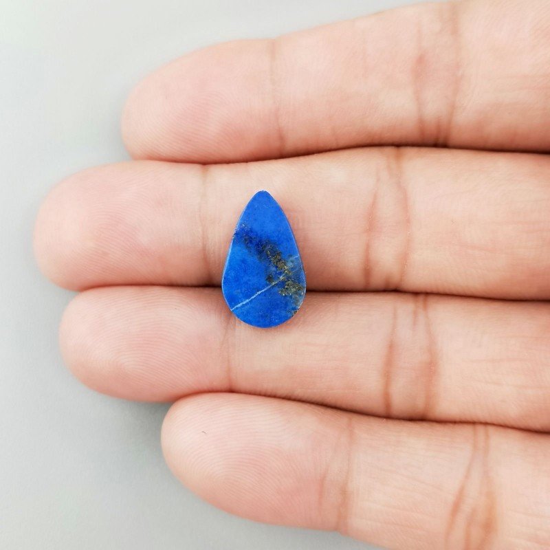 Lapis Lazuli Naturale Forma Goccia Piatto Cabochon Liscio Fatto a Mano 17X10X3mm 1GM