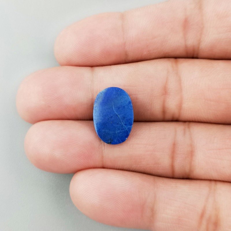 Lapis Lazuli Naturale Forma Ovale Piatto Cabochon Liscio Fatto a Mano 16X11X2mm 0,66GM