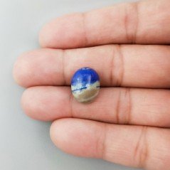 Lapis Lazuli Naturale Forma Ovale Piatto Cabochon Liscio Fatto a Mano 15X12X7mm 2,10GM