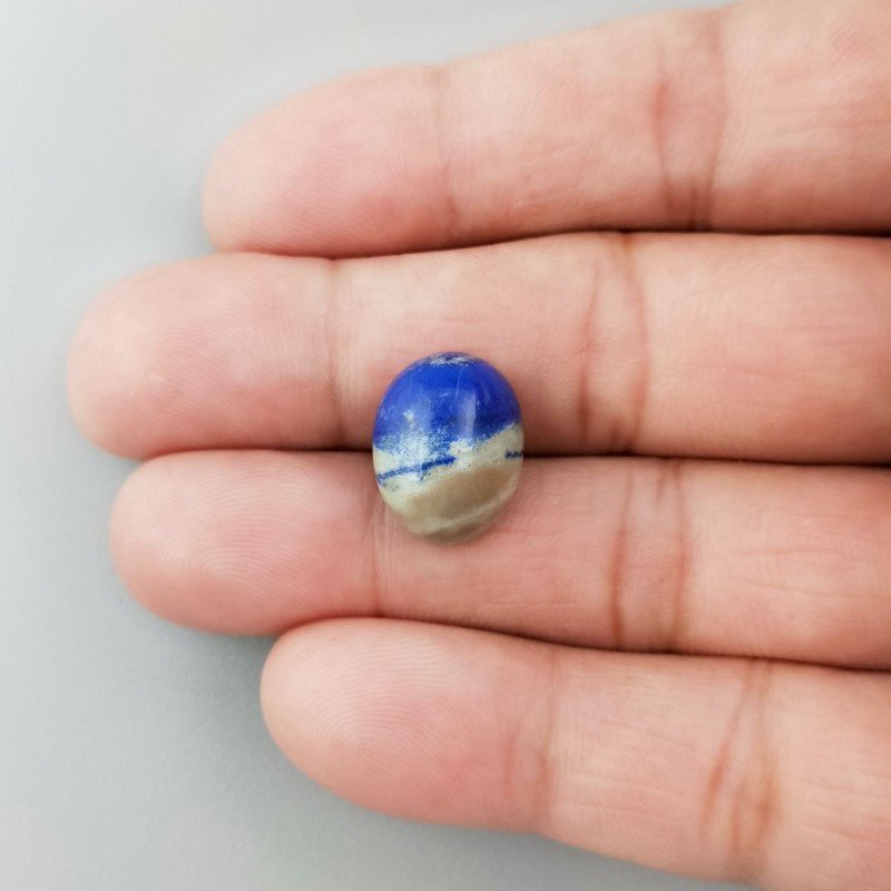 Lapis Lazuli Naturale Forma Ovale Piatto Cabochon Liscio Fatto a Mano 15X12X7mm 2,10GM