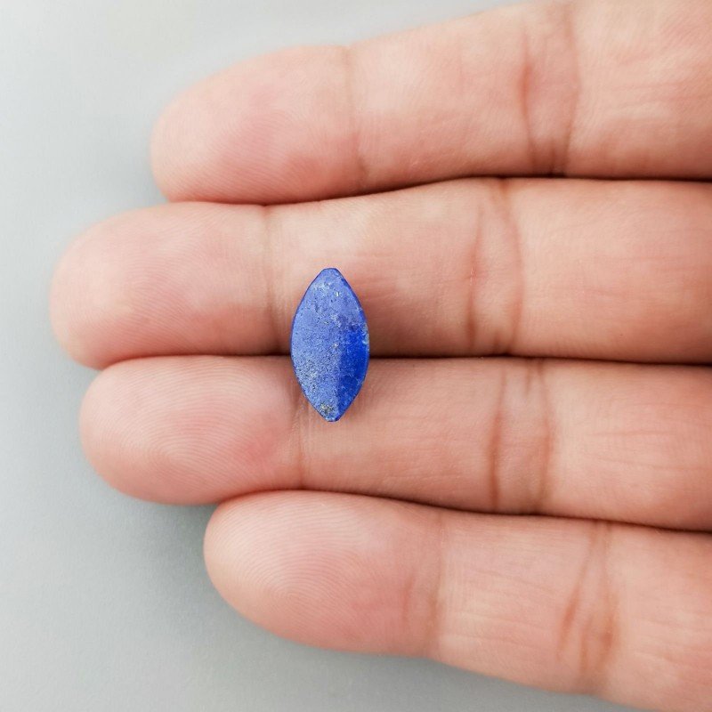 Lapis Lazuli Naturale Forma Marquise Piatto Cabochon Liscio Fatto a Mano 15X8X3mm 0,72GM