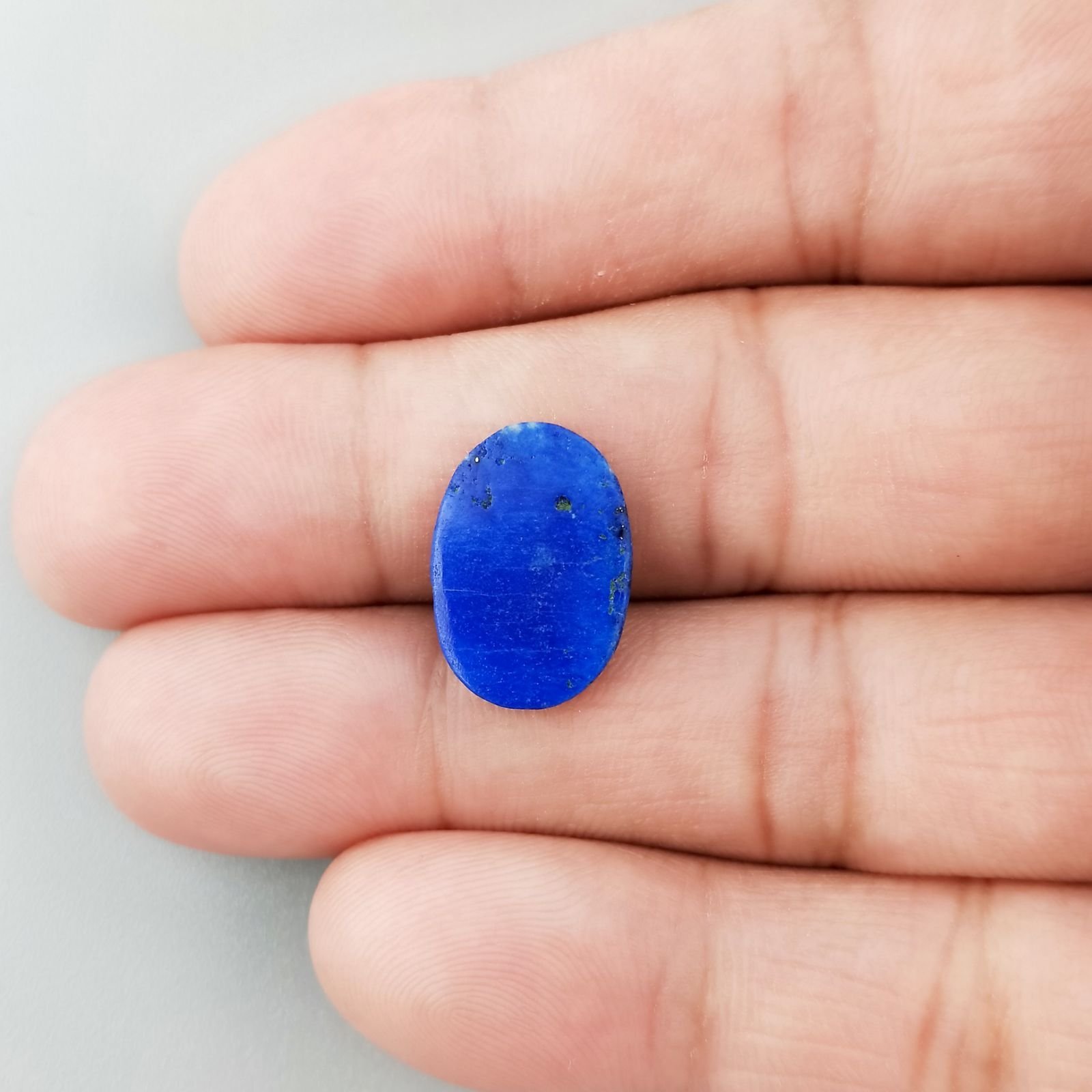 Lapis Lazuli Naturale Forma Ovale Piatto Cabochon Liscio Fatto a Mano 17X12X2mm ,97GM