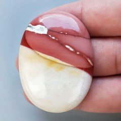 Mokaite Naturale Forma Ovale Piatto Cabochon Liscio Fatto a Mano 47X35X8mm 19,66gm 1pz