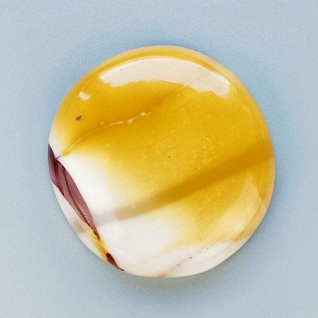 Mokaite Naturale Forma Tondo Piatto Cabochon Liscio Fatto a Mano 40X8mm 19,80gm 1pz