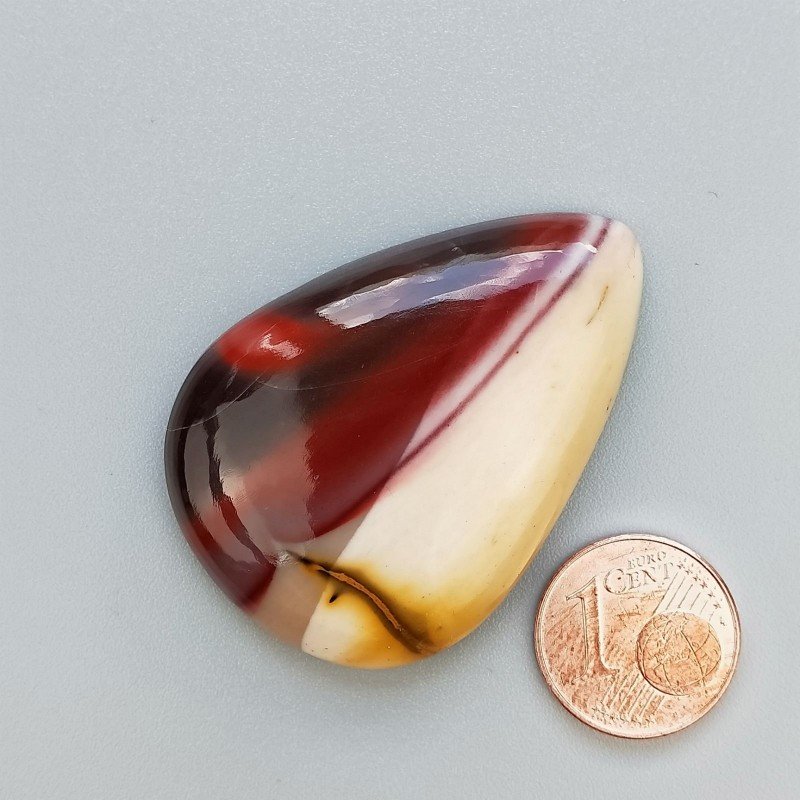 Cabochon di Mokaite Naturale Goccia, Piatto e Liscio, 43x31x8 mm, 16,25 g, Fatto a Mano