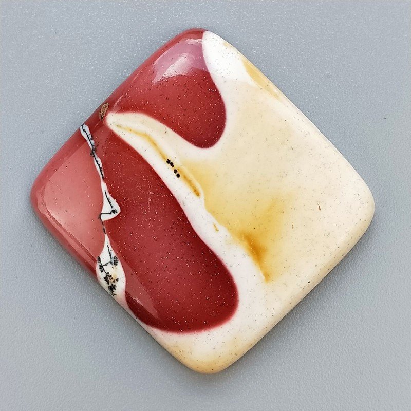 Mokaite Naturale Forma Quadrato Piatto Cabochon Liscio Fatto a Mano 37X35X5mm 14,20gm 1pz
