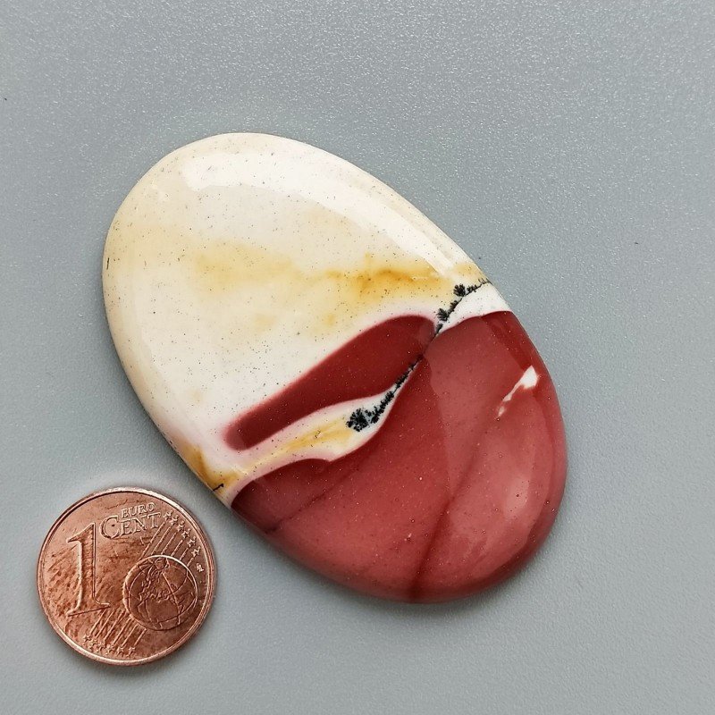 Cabochon di Mokaite Naturale Ovale, Piatto e Liscio, 49x31x6 mm, 15,20 g, Fatto a Mano
