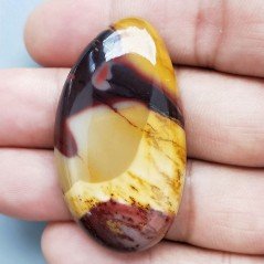 Mokaite Naturale Forma Fantasia Piatto Cabochon Liscio Fatto a Mano 39X34X7mm 14,70gm 1pz