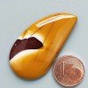 Mokaite Naturale Forma Goccia Piatto Cabochon Liscio Fatto a Mano 43X22mm 7,86gm 1pz