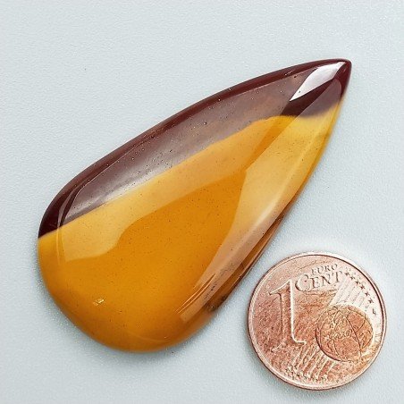 Mokaite Naturale Forma Goccia Piatto Cabochon Liscio Fatto a Mano 44X23mm 8,20gm 1pz