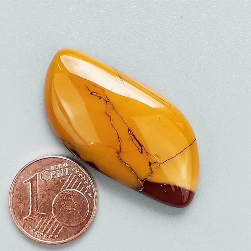 Mokaite Naturale Forma Fantasia Piatto Cabochon Liscio Fatto a Mano 35X18mm 6,90gm 1pz