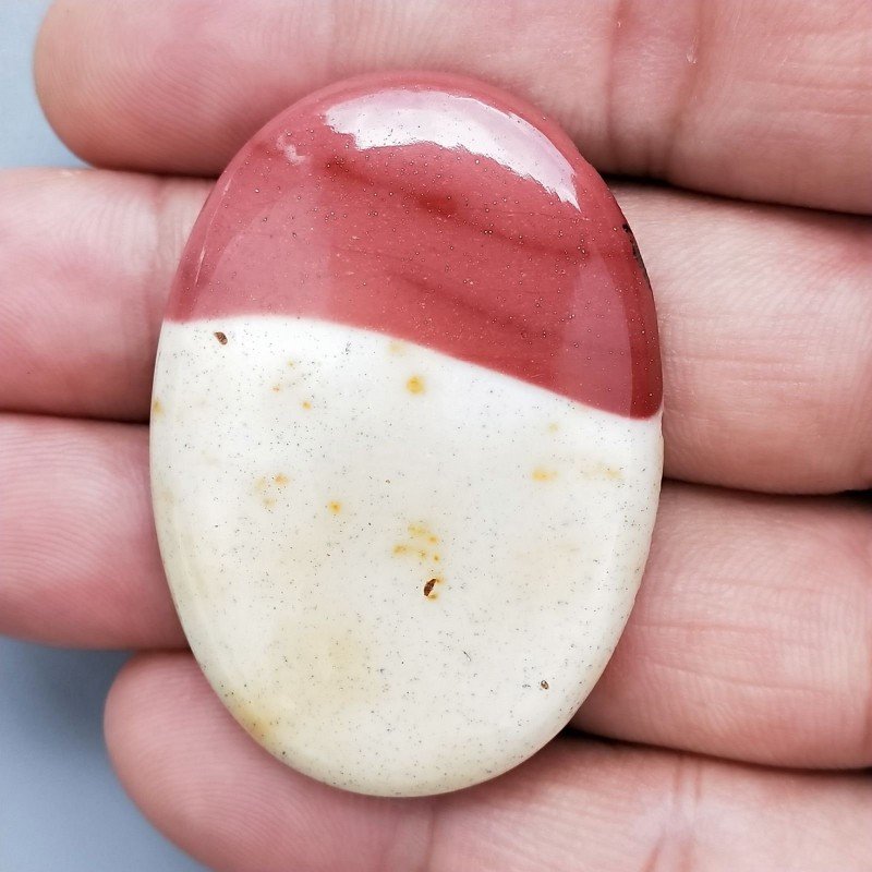 Mokaite Naturale Forma Ovale Piatto Cabochon Liscio Fatto a Mano 45X32X6mm 14,40gm 1pz