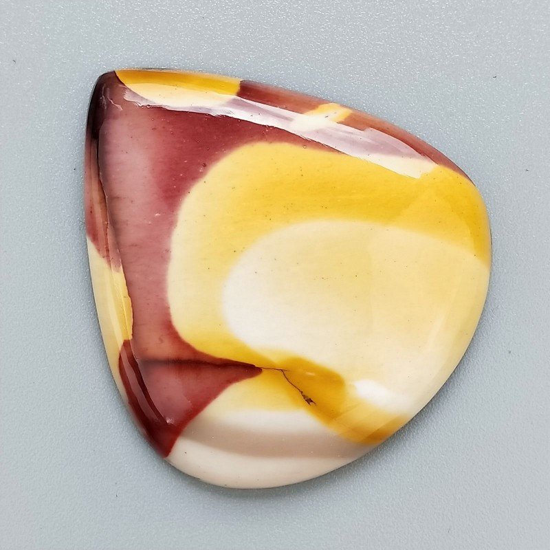 Mokaite Naturale Forma Goccia Piatto Cabochon Liscio Fatto a Mano 46X41X6mm 16,50gm 1pz