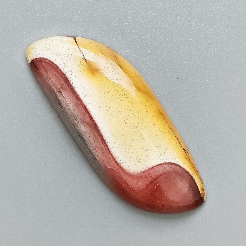 Mokaite Naturale Forma Fantasia Piatto Cabochon Liscio Fatto a Mano 47X19X6mm 7,40gm 1pz