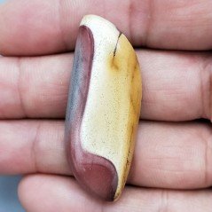 Mokaite Naturale Forma Fantasia Piatto Cabochon Liscio Fatto a Mano 47X19X6mm 7,40gm 1pz