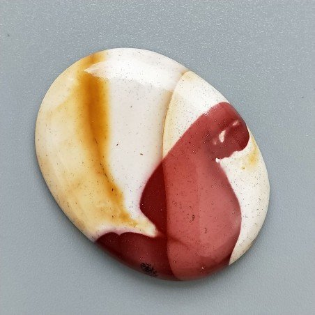 Mokaite Naturale Forma Ovale Piatto Cabochon Liscio Fatto a Mano 44X34X7mm 15,70gm 1pz