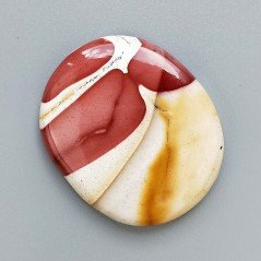Mokaite Naturale Forma Ovale Piatto Cabochon Liscio Fatto a Mano 44X37X7mm 18,40gm 1pz