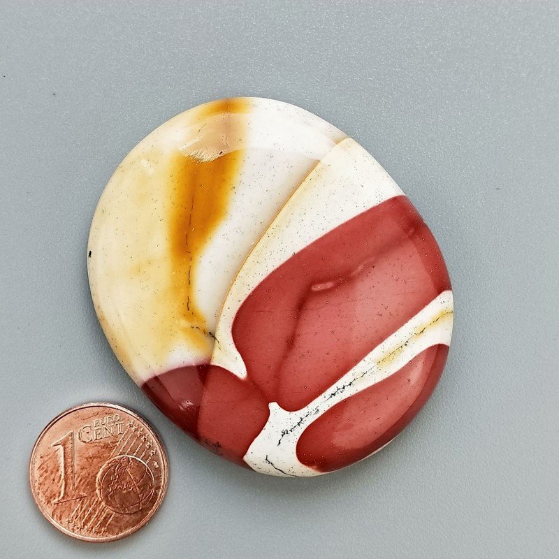 Mokaite Naturale Forma Ovale Piatto Cabochon Liscio Fatto a Mano 44X37X7mm 18,40gm 1pz