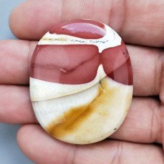 Mokaite Naturale Forma Ovale Piatto Cabochon Liscio Fatto a Mano 44X37X7mm 18,40gm 1pz