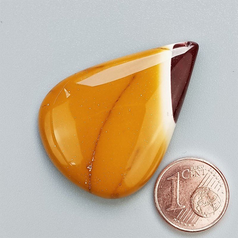 Mokaite Naturale Forma Goccia Piatto Cabochon Liscio Fatto a Mano 40X29mm 10,65gm 1pz