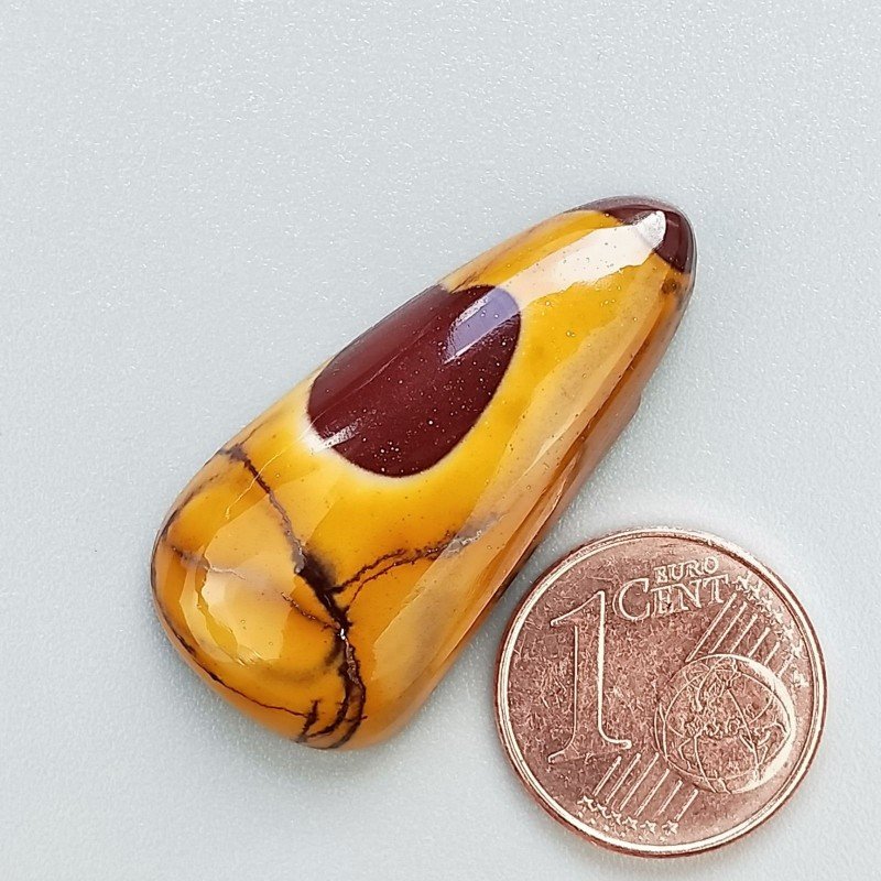 Mokaite Naturale Forma Goccia Piatto Cabochon Liscio Fatto a Mano 33X16X6mm 5,24gm 1pz