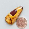 Mokaite Naturale Forma Goccia Piatto Cabochon Liscio Fatto a Mano 33X16X6mm 5,24gm 1pz