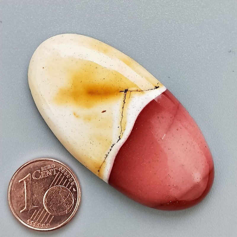 Mokaite Naturale Forma Ovale Piatto Cabochon Liscio Fatto a Mano 49X25X6mm 12,20gm 1pz
