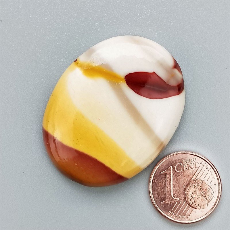 Mokaite Naturale Forma Ovale Piatto Cabochon Liscio Fatto a Mano 36X28X6mm 11,20gm 1pz