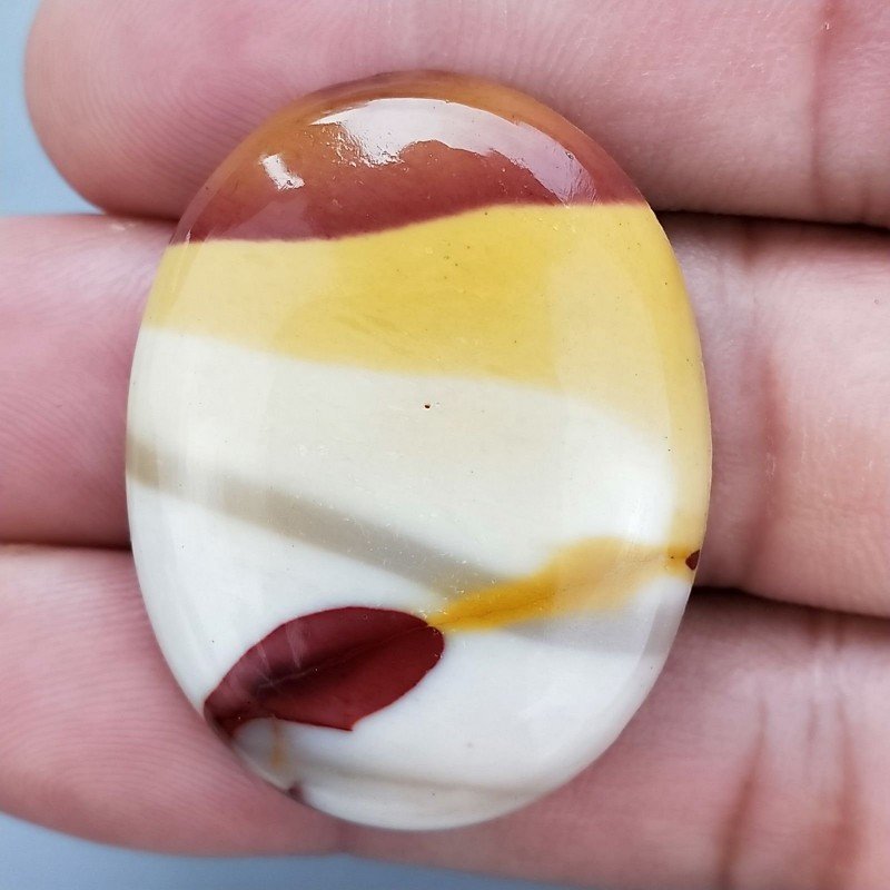 Mokaite Naturale Forma Ovale Piatto Cabochon Liscio Fatto a Mano 36X28X6mm 11,20gm 1pz