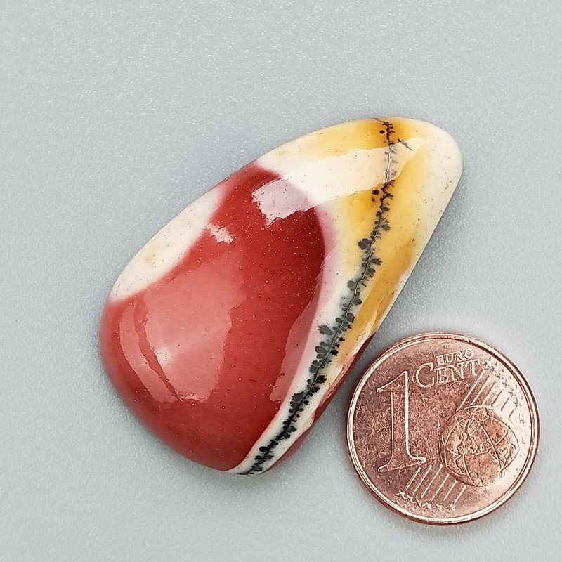 Mokaite Naturale Forma Fantasia Piatto Cabochon Liscio Fatto a Mano 35X21X8mm 8,04gm 1pz
