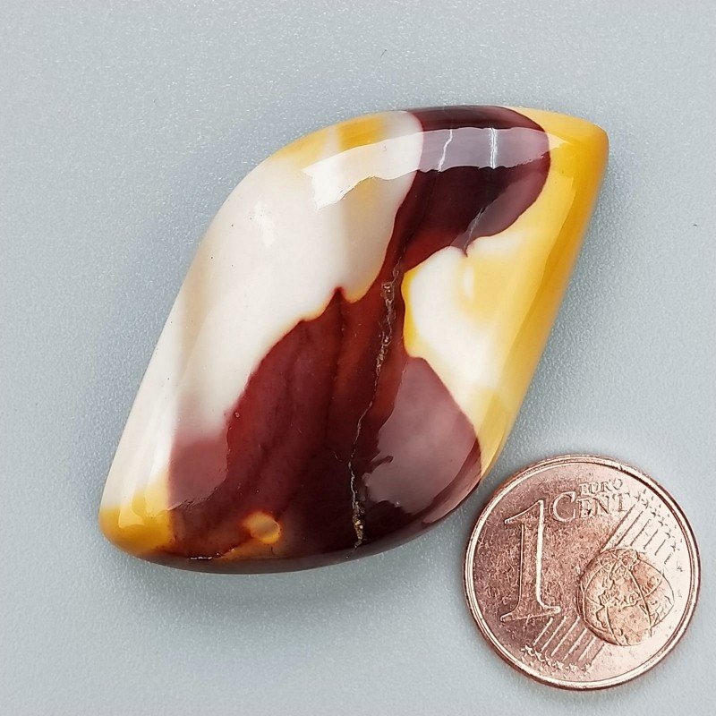 Mokaite Naturale Forma Fantasia Piatto Cabochon Liscio Fatto a Mano 44X26X8mm 14,04gm 1pz