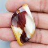 Mokaite Naturale Forma Fantasia Piatto Cabochon Liscio Fatto a Mano 44X26X8mm 14,04gm 1pz