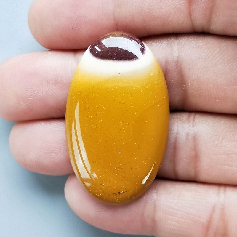 Mokaite Naturale Forma Ovale Piatto Cabochon Liscio Fatto a Mano 41X25mm 9,52gm 1pz