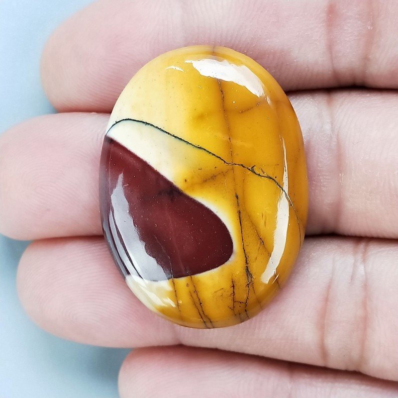 Mokaite Naturale Forma Ovale Piatto Cabochon Liscio Fatto a Mano 35X26X5mm 9,54gm 1pz