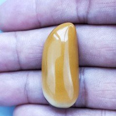Mokaite Naturale Forma Fantasia Piatto Cabochon Liscio Fatto a Mano 35X15mm 5,93gm 1pz