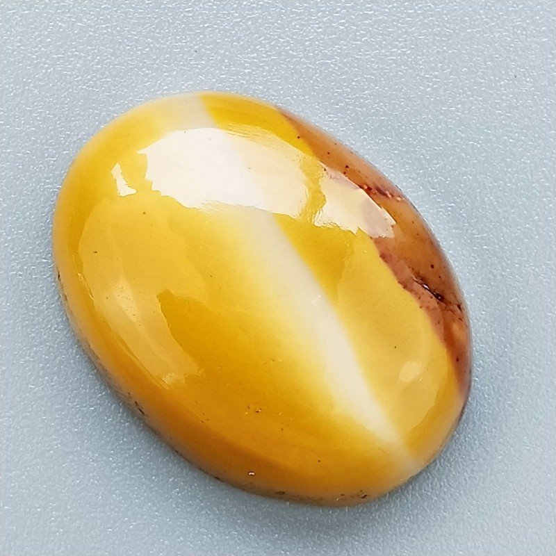 Mokaite Naturale Forma Ovale Piatto Cabochon Liscio Fatto a Mano 26X20X7mm 6,40gm 1pz