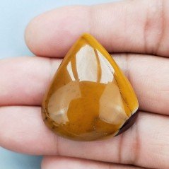 Mokaite Naturale Forma Goccia Piatto Cabochon Liscio Fatto a Mano 34X30mm 11,42gm 1pz