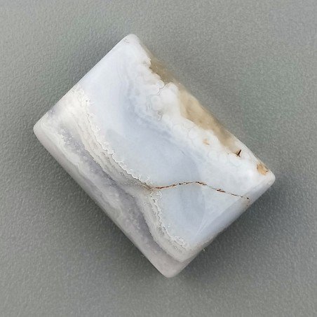 Calcedonio Striata Naturale Forma Rettangolare Piatto Cabochon Liscio Fatto a Mano 20X14X7mm 20,70 Carati 1pz