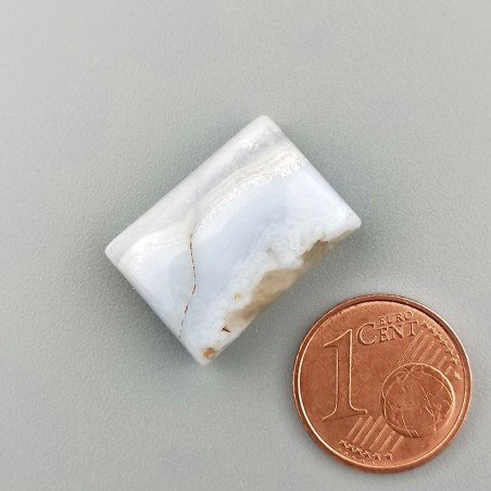 Calcedonio Striata Naturale Forma Rettangolare Piatto Cabochon Liscio Fatto a Mano 20X14X7mm 20,70 Carati 1pz