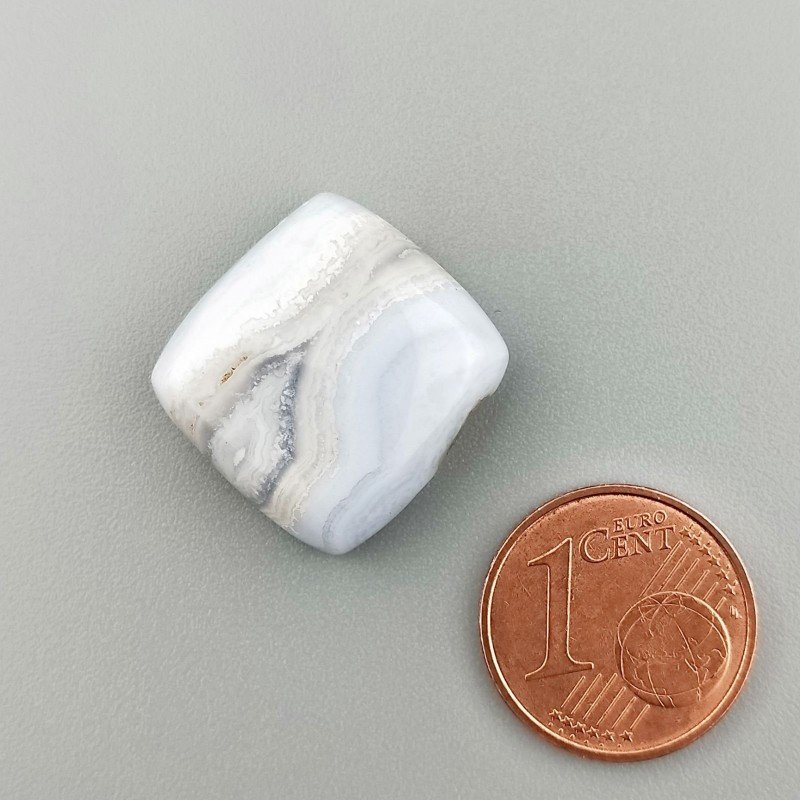 Calcedonio Striata Naturale Forma Rettangolare Piatto Cabochon Liscio Fatto a Mano 18X17X6mm 19,85 Carati 1pz
