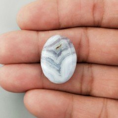 Calcedonio Striata Naturale Forma Ovale Piatto Cabochon Liscio Fatto a Mano 23X17X6mm 20,85 Carati 1pz