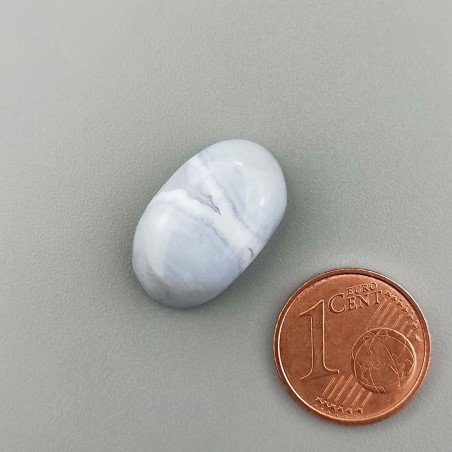 Calcedonio Striata Naturale Forma Ovale Piatto Cabochon Liscio Fatto a Mano 19X12X7mm 14,50 Carati 1pz