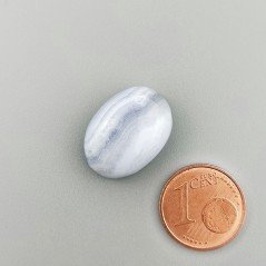 Calcedonio Striata Naturale Forma Ovale Piatto Cabochon Liscio Fatto a Mano 19X14X7mm 17,00 Carati 1pz
