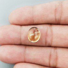Cabochon di Quarzo Citrino Naturale Ovale, Piatto e Liscio, 12x10 mm, Fatto a Mano