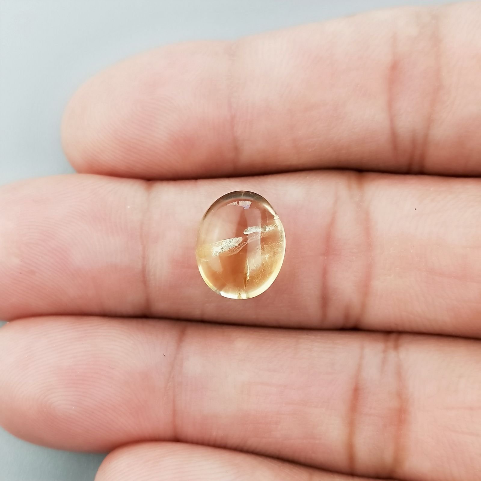 Quarzo Citrino Naturale Forma Ovale Piatto Cabochon Liscio Fatto a Mano 12X10mm 1pz