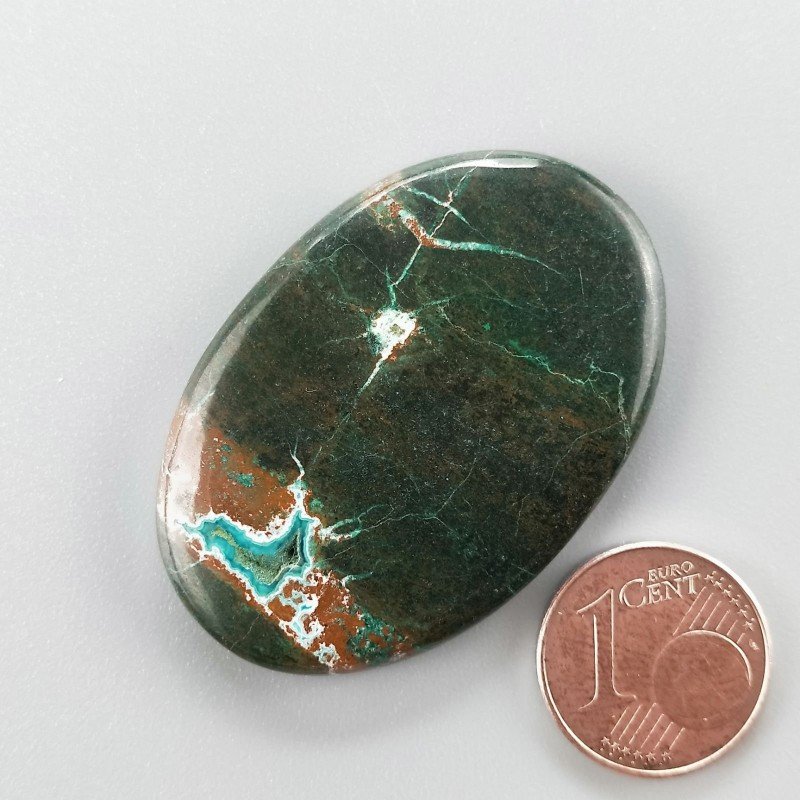 Crisocola Naturale Forma Ovale Piatto Cabochon Liscio Fatto a Mano 40X28mm 15.88gm 1pz