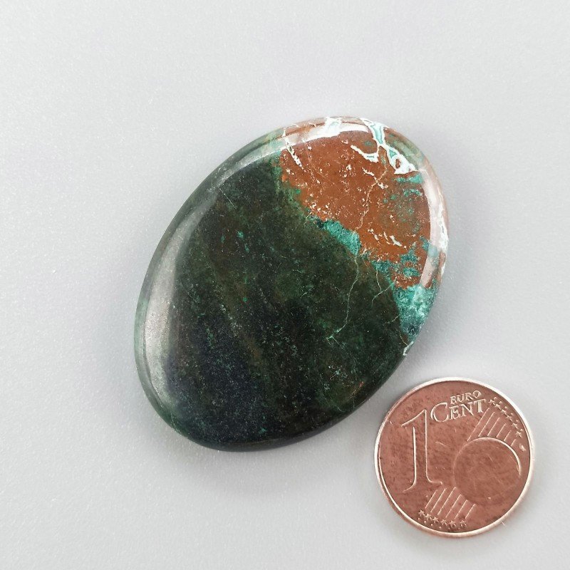 Cabochon di Crisocolla Naturale Ovale, Piatto e Liscio, 38x27 mm, 14,20 g, Fatto a Mano